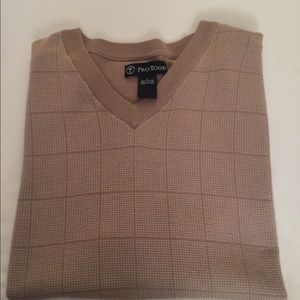 Pro Tour Golf Tan sweater vest 100% cotton Sz Lg